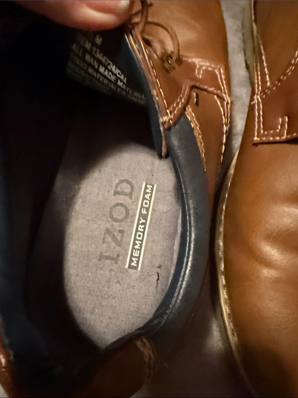 Izod Men's Brown Leather Derby Lace-Up Shoes